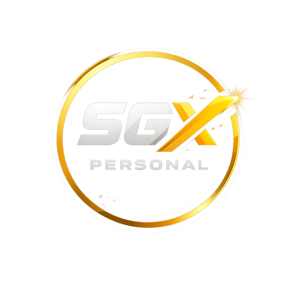 Logo SGX Personal em dourado e prata